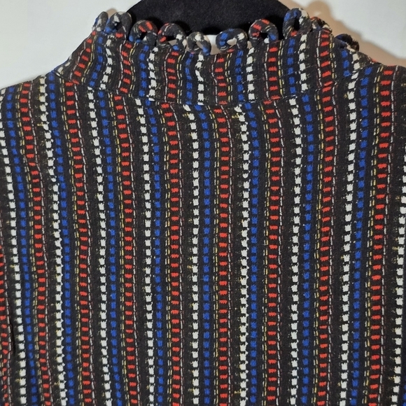 A Piece Apart 100% Silk Printed V Neck Baby Doll High Neck Blouse, sz 4 - Picture 6 of 8